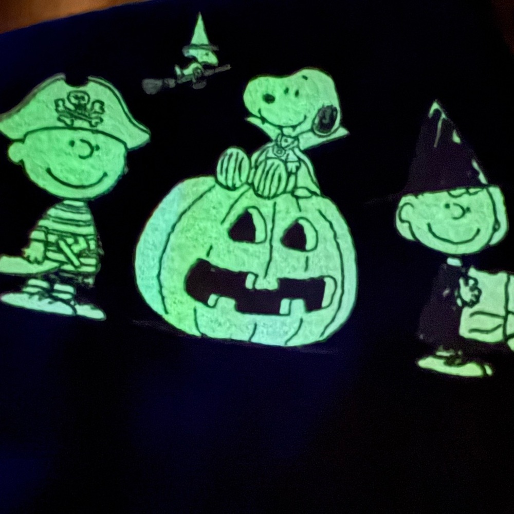 Peanuts Cotton Glow in the Dark Graphic T-Shirt  Halloween Great Pumpkin Medium - Picture 6 of 6